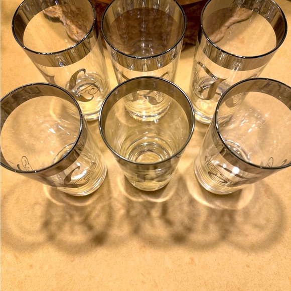 Crate & Barrel "K" Script Highball Glasses Set of 6 - Picture 4 of 4